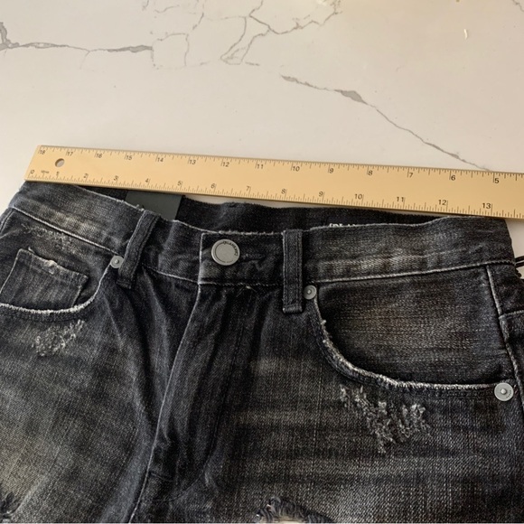 BLANK NYC Black Destroyed Ripped Shredded Cut-Off Denim Jean Shorts - Picture 6 of 10